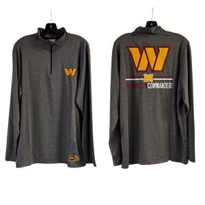NWT Ultra Game NFL Washington Commanders Gray Quarter Zip Shirt Size L
